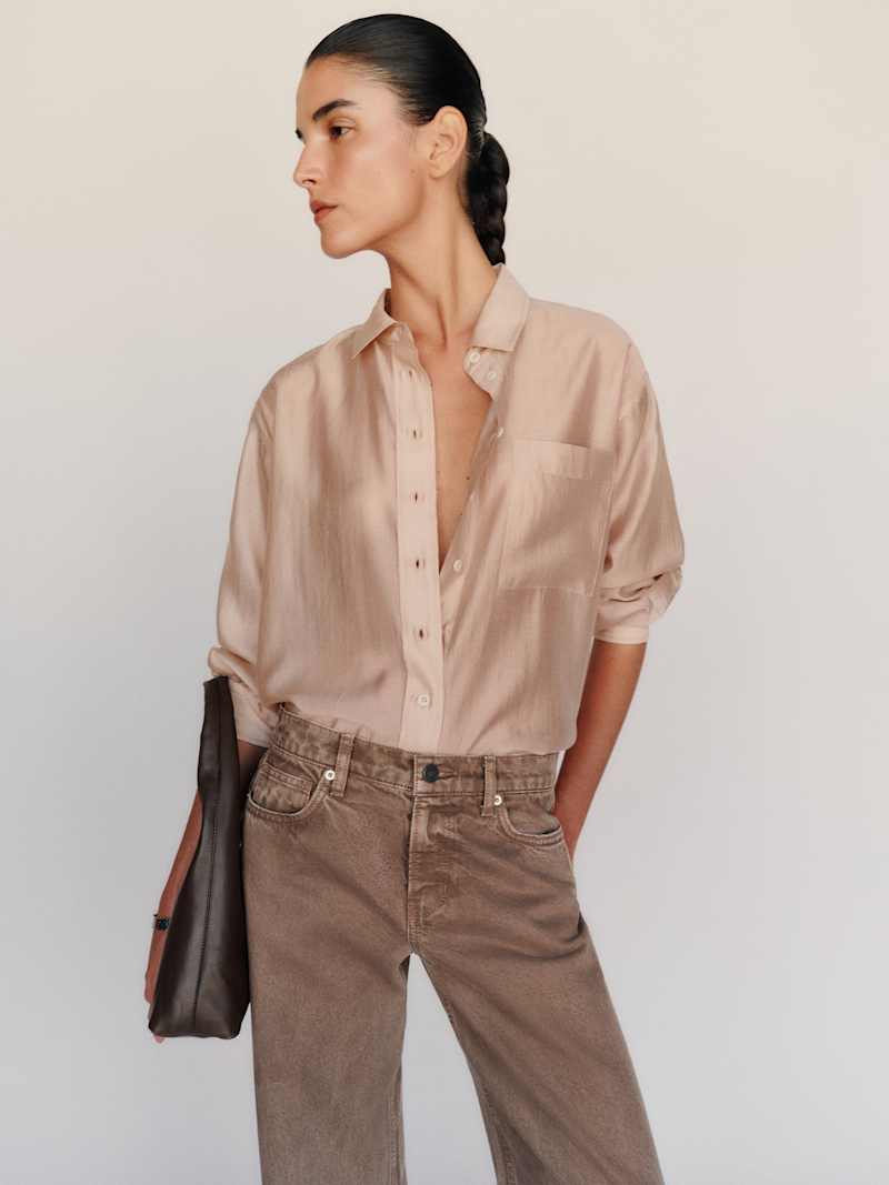Cary Low Rise Slouchy Wide Leg Jeans Reformation – jean large taille basse, coloris Morel – vue 6