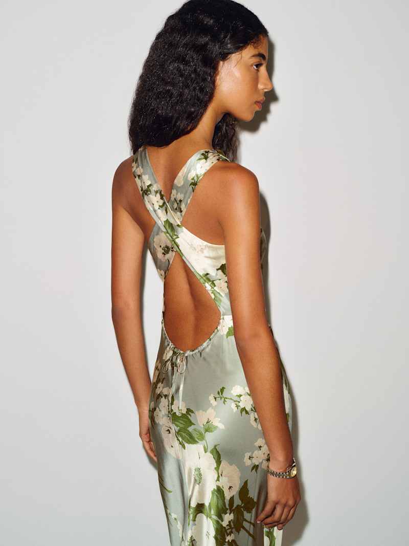 Anaiis Silk Dress Reformation – robe en soie, coloris Tarragon – vue 2