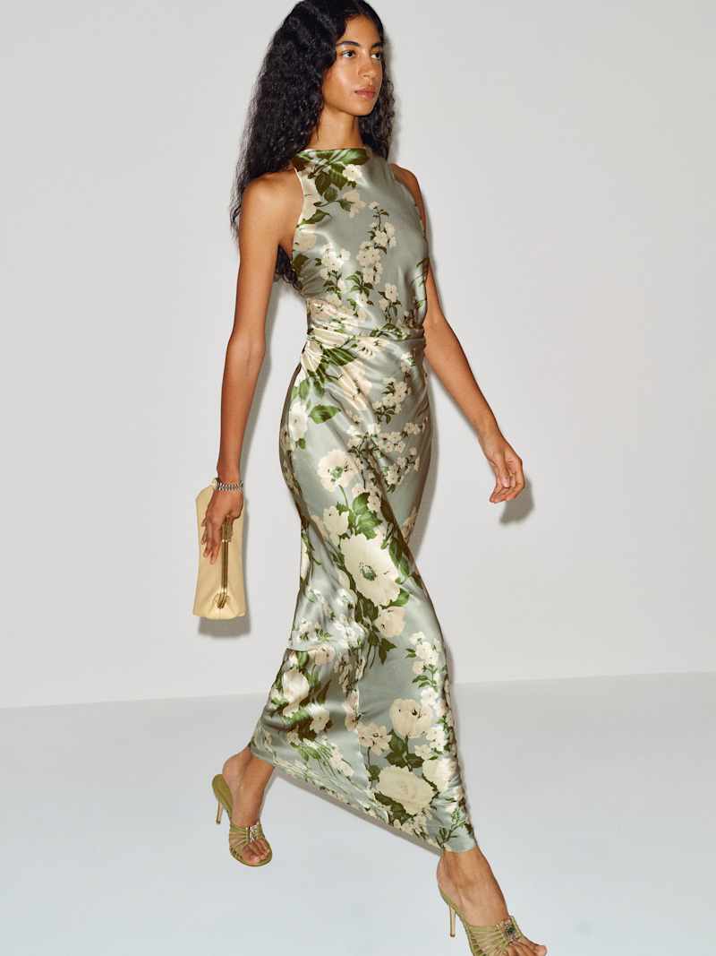 Anaiis Silk Dress Reformation – robe en soie, coloris Tarragon – vue 4