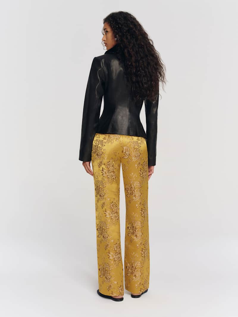 Vida Low Rise Pant Reformation – pantalon, coloris Chartreuse Brocade – vue 4