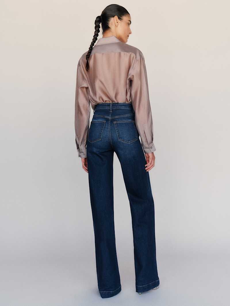 Bex Super Stretch High Rise Wide Leg Jeans Reformation – jean large taille haute, coloris Wheeler – vue 5