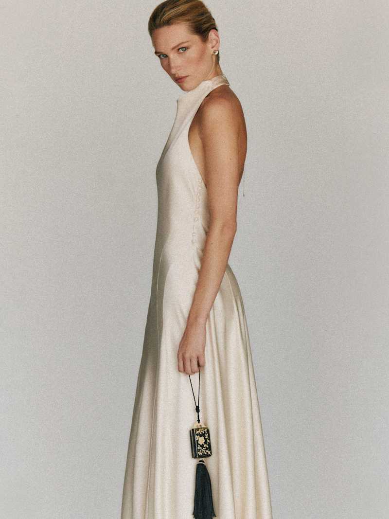 Roy Satin Dress Reformation – robe en satin, coloris Fior Di Latte