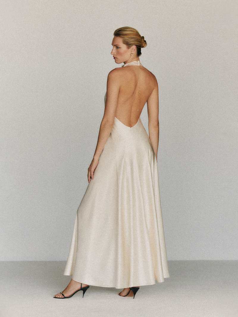 Roy Satin Dress Reformation – robe en satin, coloris Fior Di Latte – vue 5