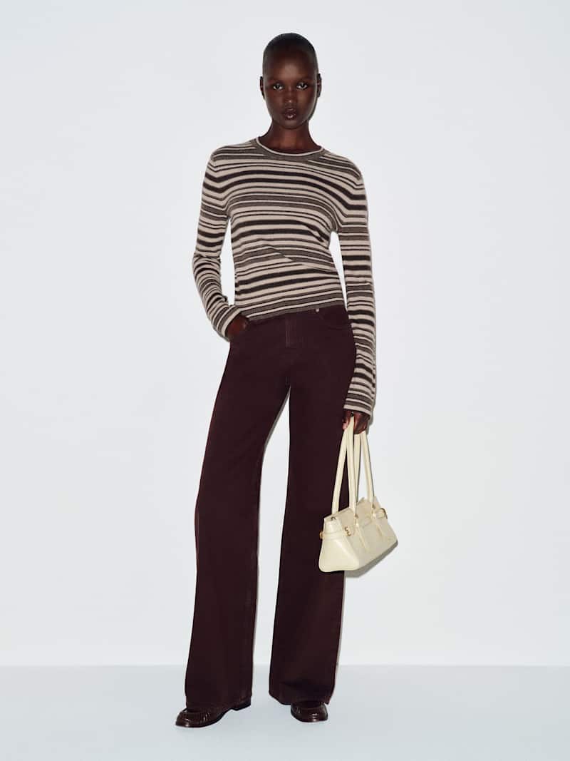 Lian Cashmere Crew Sweater Reformation – pull en cachemire, coloris Brown Multi Stripe