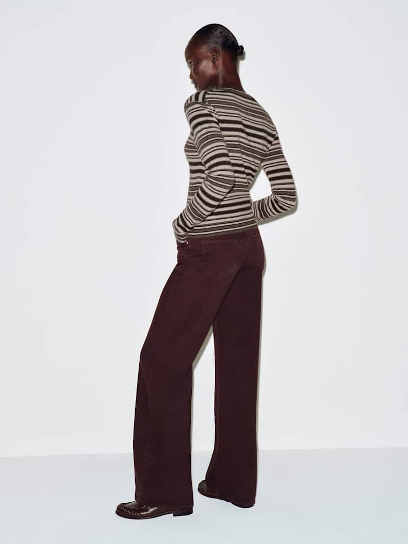 Lian Cashmere Crew Sweater Reformation – pull en cachemire, coloris Brown Multi Stripe – vue 5