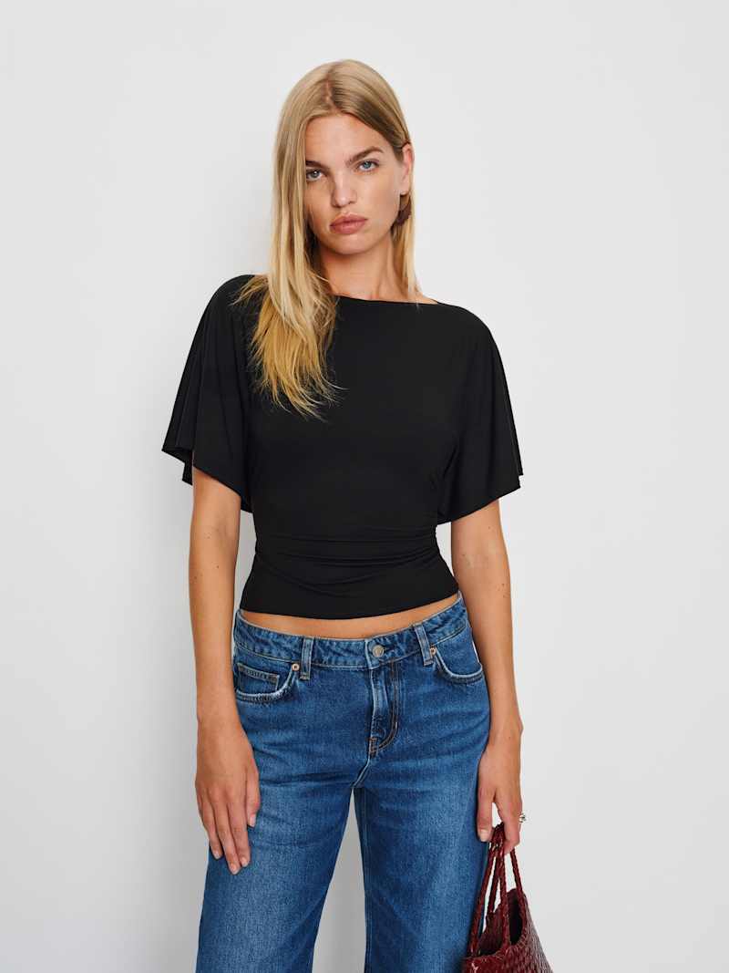 Avery Knit Top Reformation – top en maille, coloris Black – vue 2
