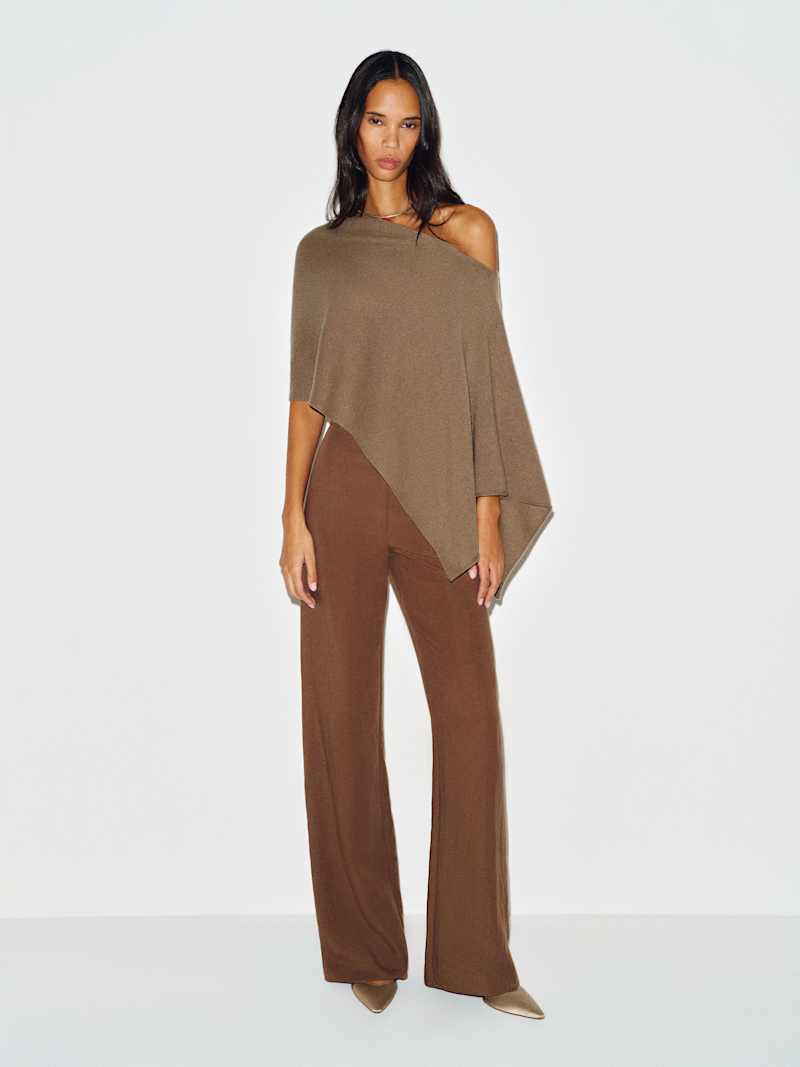 Alden Cashmere Poncho Reformation – poncho en cachemire, coloris Mushroom – vue 2