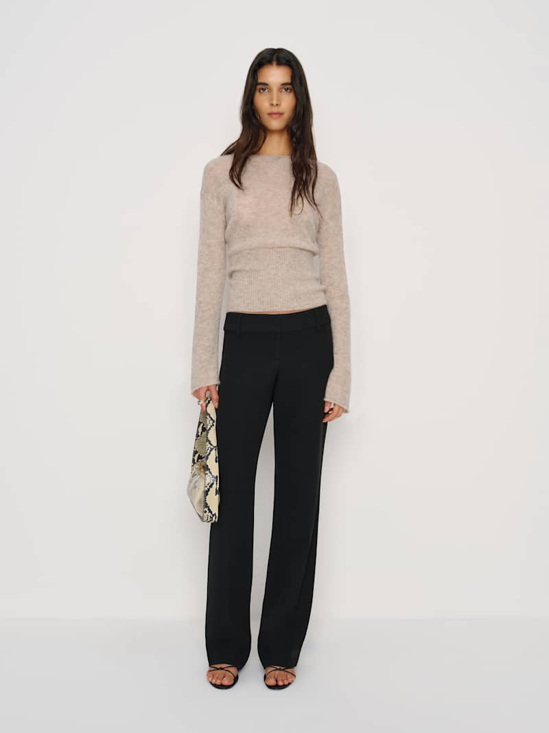 Soren Sheer Alpaca Sweater Top Reformation – pull, coloris Barley – vue 2