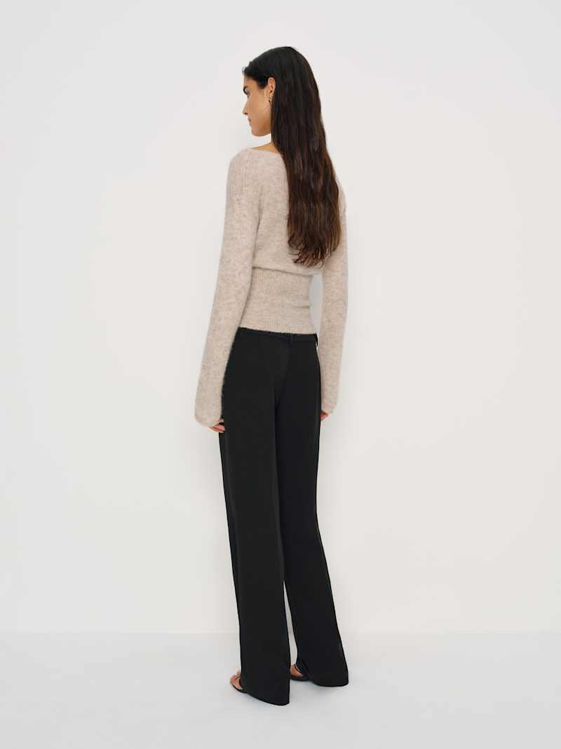 Soren Sheer Alpaca Sweater Top Reformation – pull, coloris Barley – vue 3