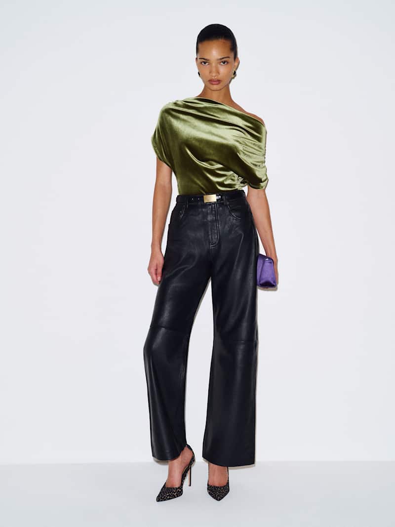 Iris Knit Top Reformation – top en maille, coloris Green Velvet