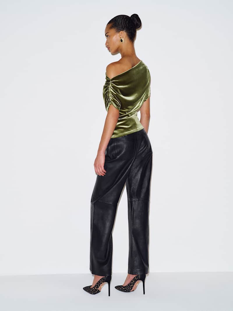 Iris Knit Top Reformation – top en maille, coloris Green Velvet – vue 4
