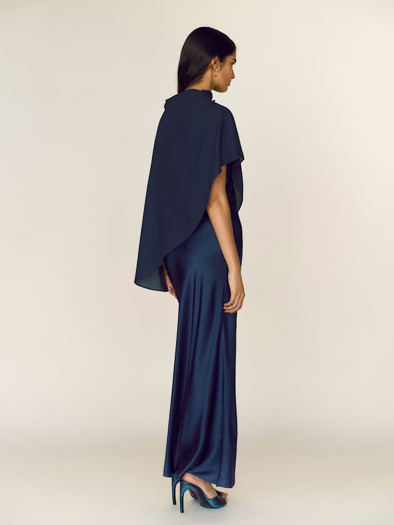 Lilibeth Silk Dress Reformation – robe en soie, coloris Navy – vue 4
