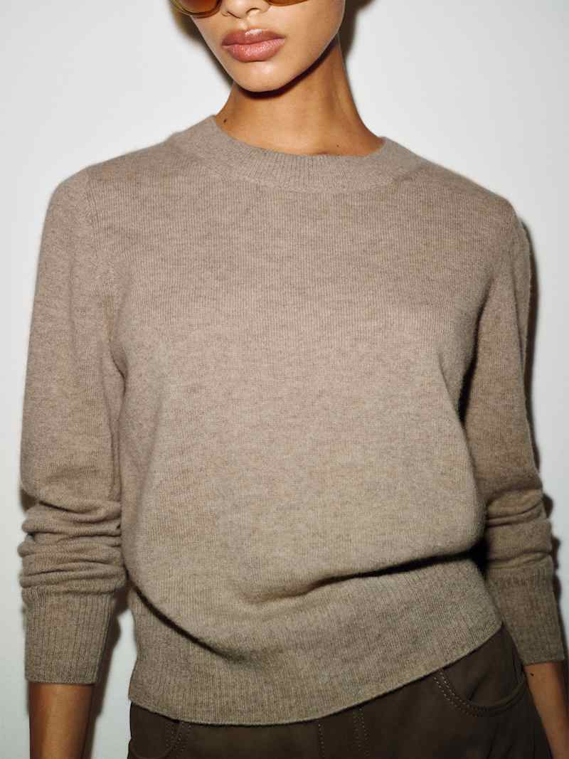 Nikki Cashmere Crew Reformation – pull en cachemire, coloris Oatmeal – vue 4