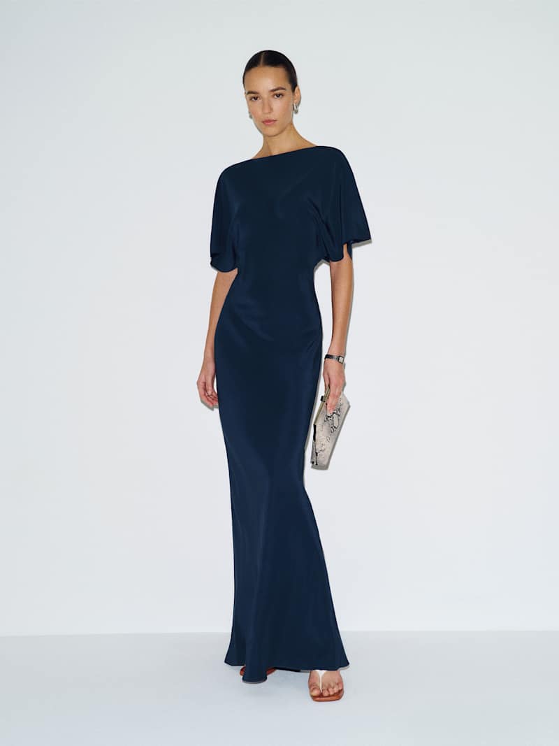 Caila Silk Dress Reformation – robe en soie, coloris Navy – vue 2