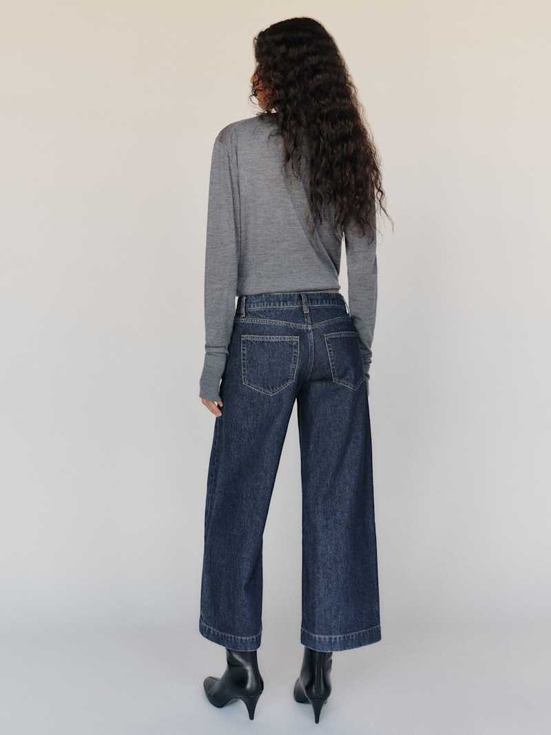 Cary Low Rise Slouchy Wide Leg Cropped Jeans Reformation – jean large taille basse, coloris Titan – vue 5
