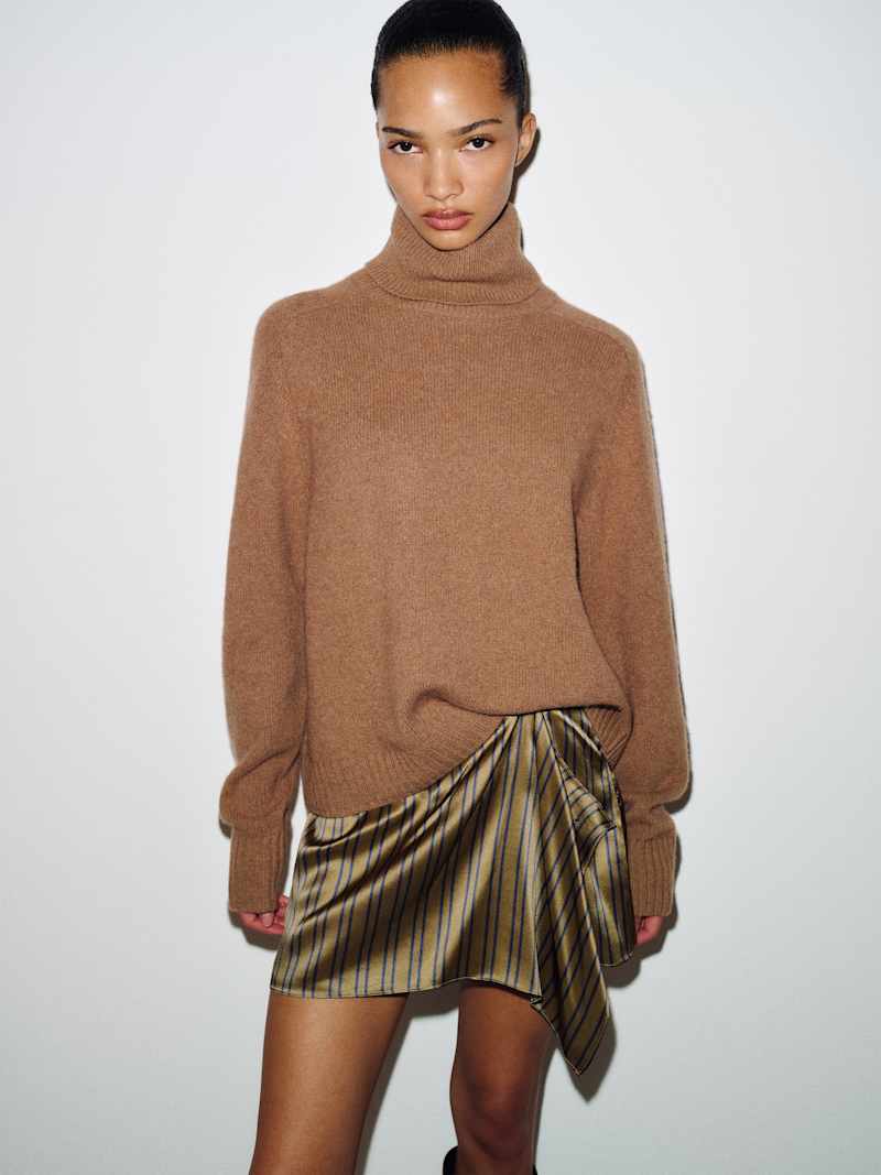 Milla Silk Skirt Reformation – jupe en soie, coloris Pelican Stripe
