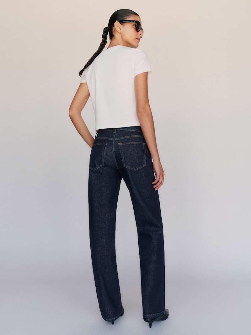Miles Stretch Mid Rise Straight Leg Jeans Reformation – jean droit taille mi-haute, coloris Discovery – vue 6
