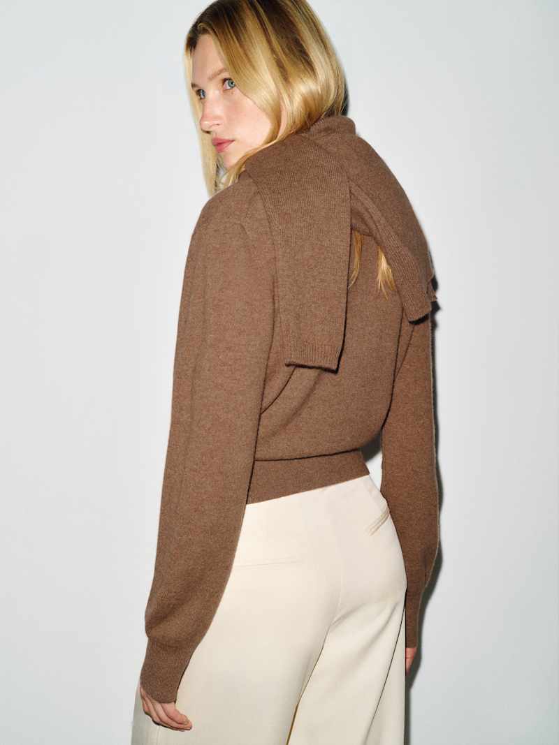 Landon Cashmere V-Neck Reformation – pull en cachemire, coloris Heathered Chanterelle – vue 5