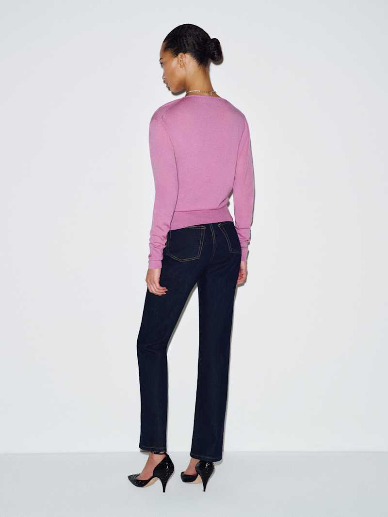 Micah V-Neck Sweater Top Reformation – pull, coloris Narcissus – vue 4