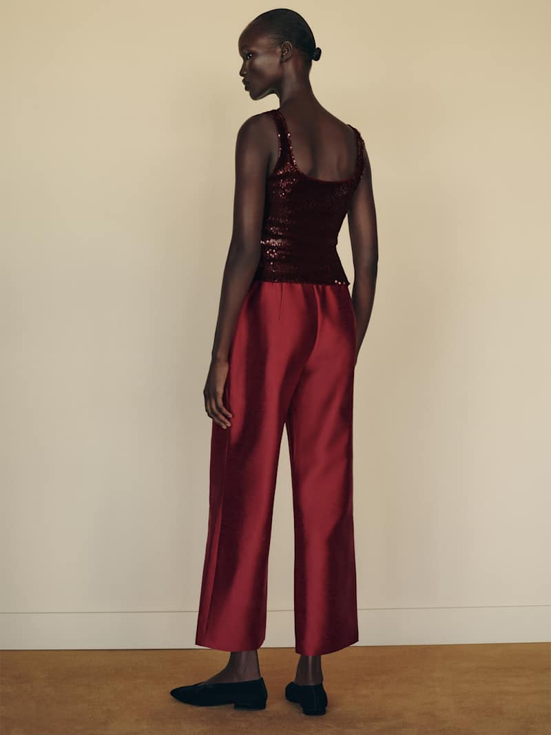 Carla Knit Top Reformation – top en maille, coloris Maroon Sequin – vue 4