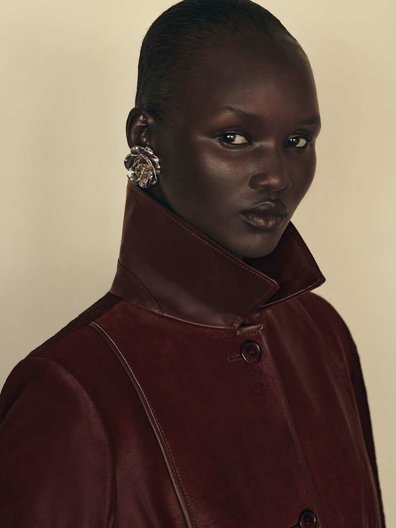 Veda Ariana Trench Reformation – manteau, coloris Merlot Calfhair – vue 3