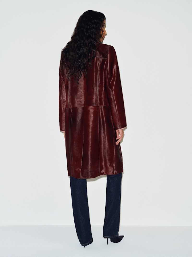 Veda Ariana Trench Reformation – manteau, coloris Merlot Calfhair – vue 5