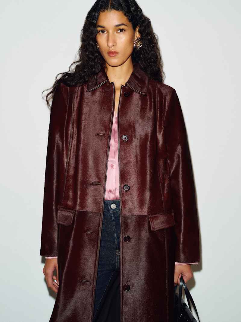 Veda Ariana Trench Reformation – manteau, coloris Merlot Calfhair – vue 6