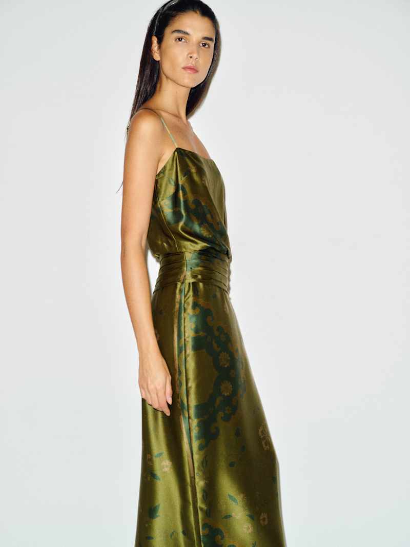 Ofelia Silk Dress Reformation – robe en soie, coloris Emerald Tapestry – vue 4