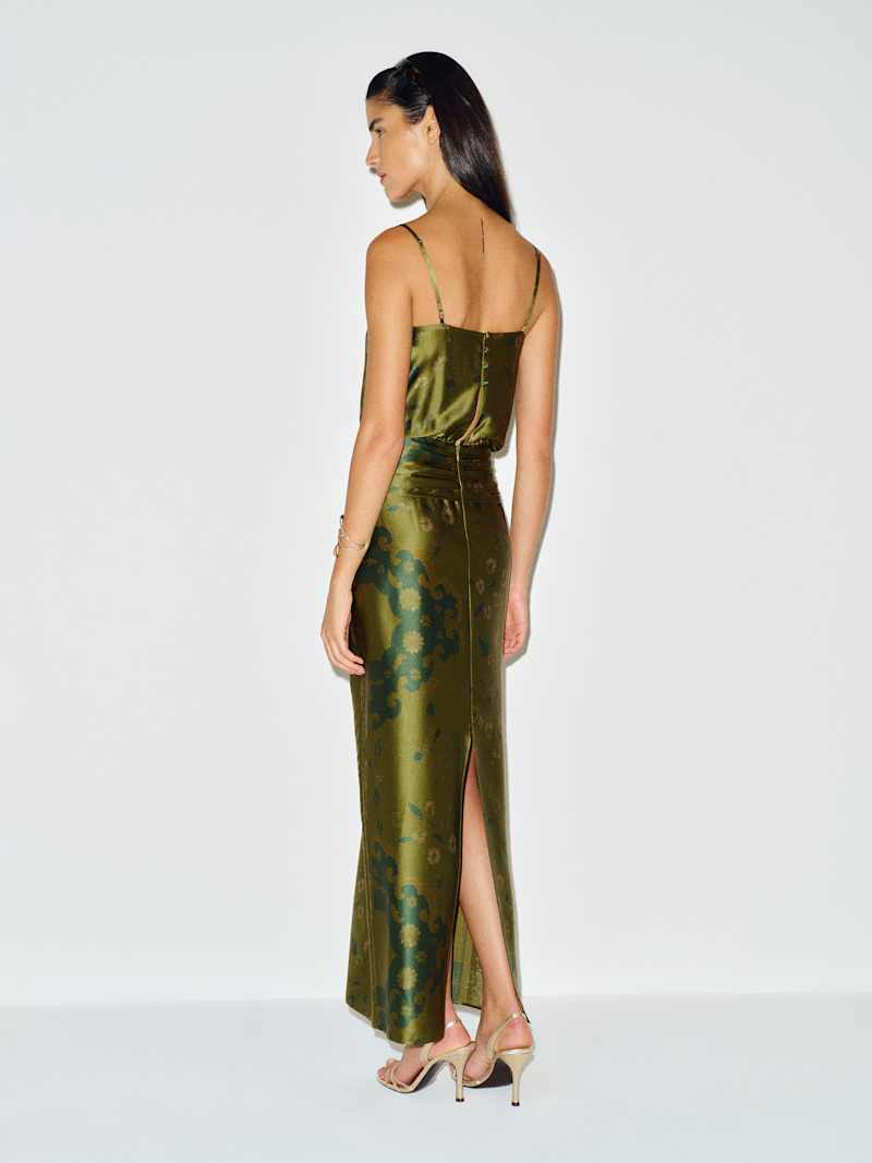 Ofelia Silk Dress Reformation – robe en soie, coloris Emerald Tapestry – vue 6