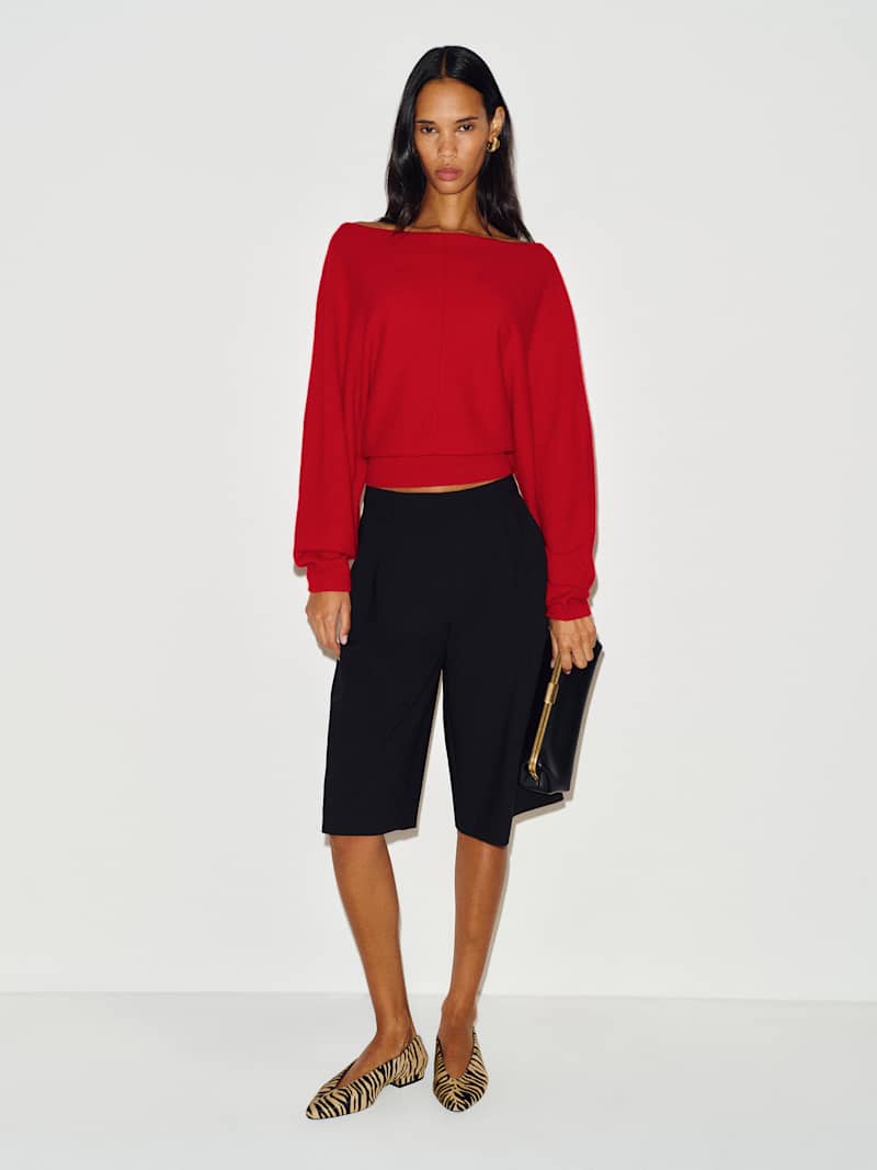 Brianna Cashmere Boatneck Top Reformation – top en cachemire, coloris Cherry – vue 2
