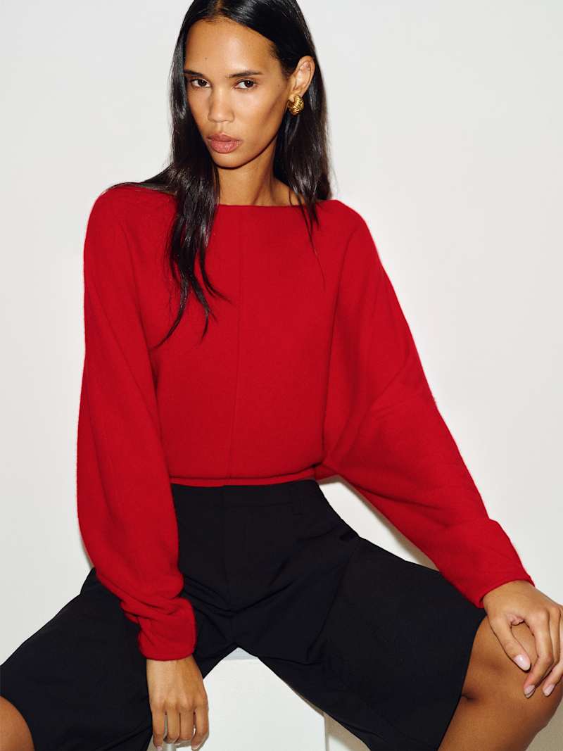 Brianna Cashmere Boatneck Top Reformation – top en cachemire, coloris Cherry – vue 4