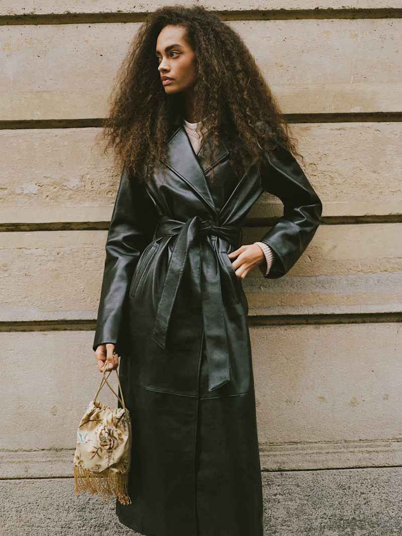 Veda Marlene Trench Coat Reformation – manteau, coloris Black High Shine