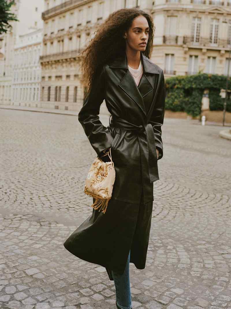 Veda Marlene Trench Coat Reformation – manteau, coloris Black High Shine – vue 2