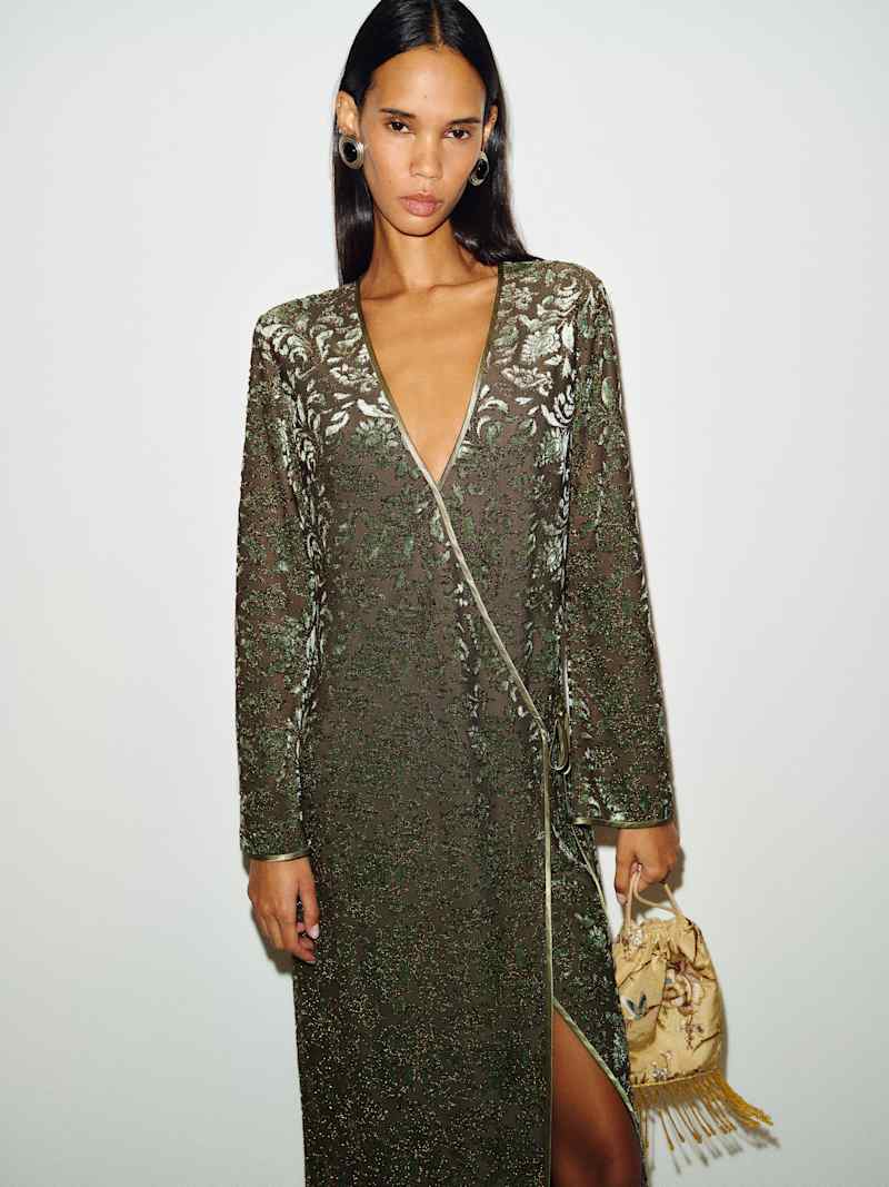 Haila Dress Reformation – robe, coloris Moss Burnout – vue 3