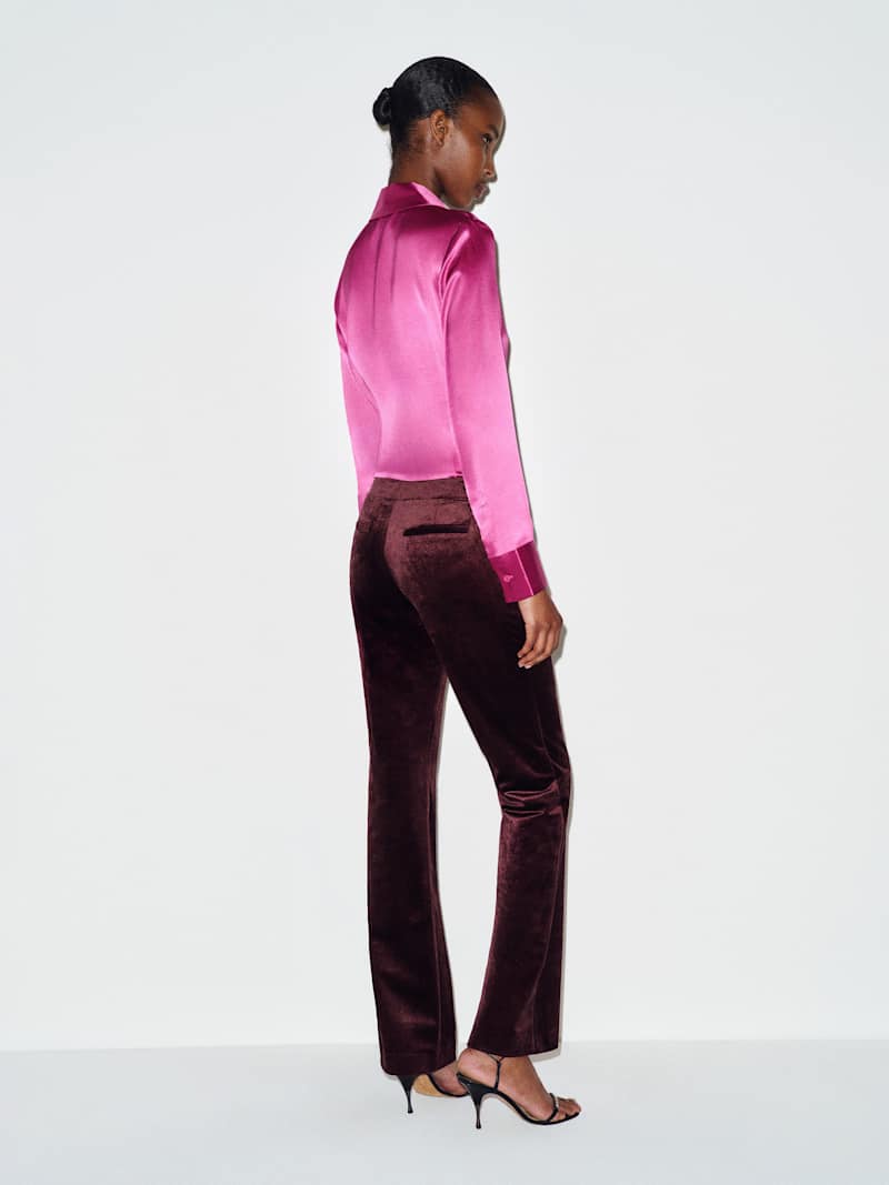 Oliver Low Rise Velvet Pant Reformation – pantalon en velours, coloris Plum – vue 4