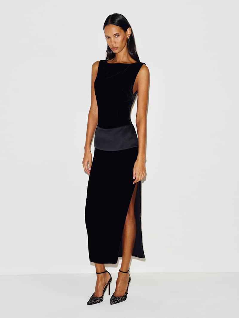 Zoah Velvet Dress Reformation – robe en velours, coloris Black – vue 6