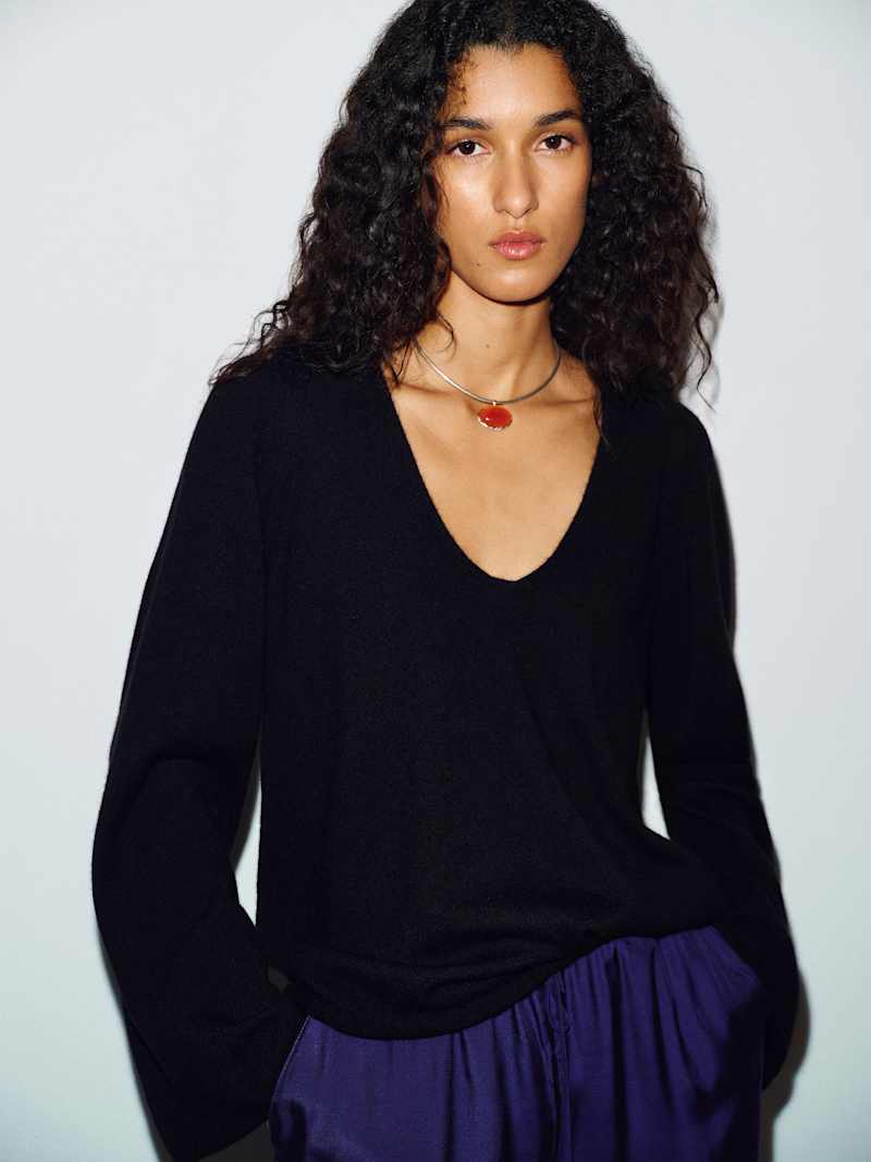 Eliza Scoop Neck Cashmere Sweater Reformation – pull en cachemire, coloris Black – vue 2