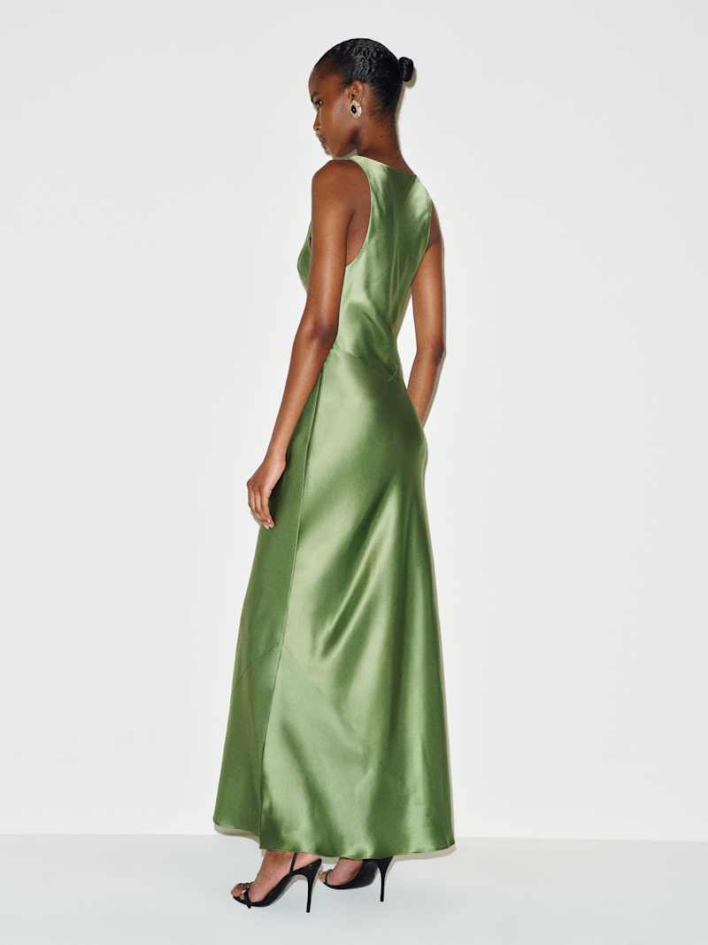 Justina Silk Dress Reformation – robe en soie, coloris Jade Green – vue 4