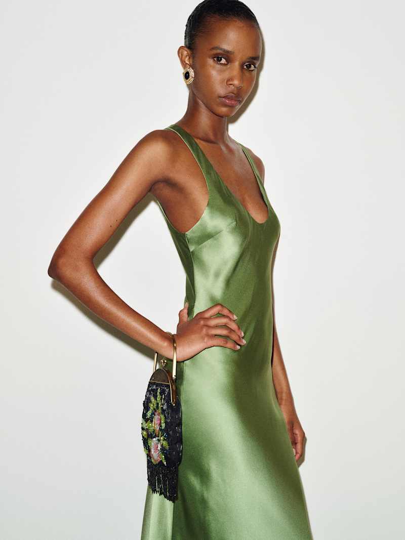Justina Silk Dress Reformation – robe en soie, coloris Jade Green – vue 5
