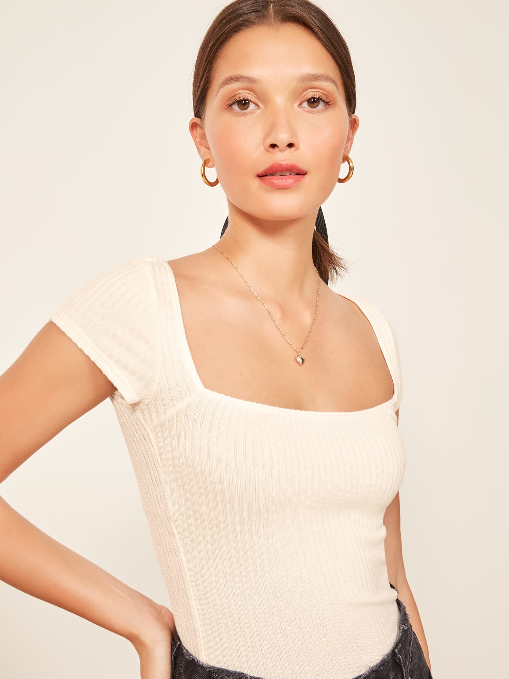 Bardot Top - Short Sleeve Knit | Reformation