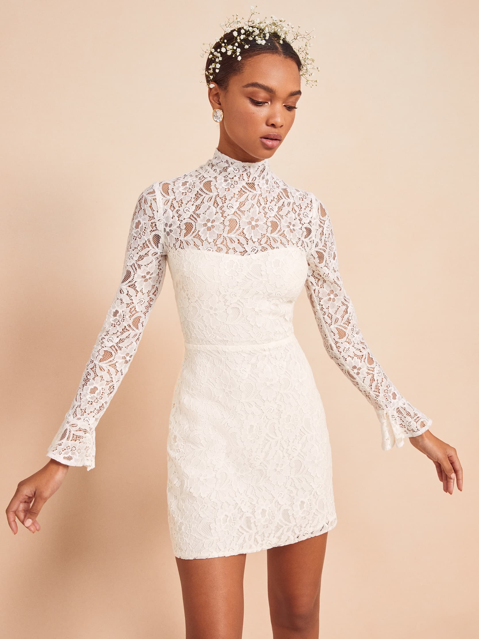 Carraway Dress - Long Sleeve Bridal Lace | Reformation