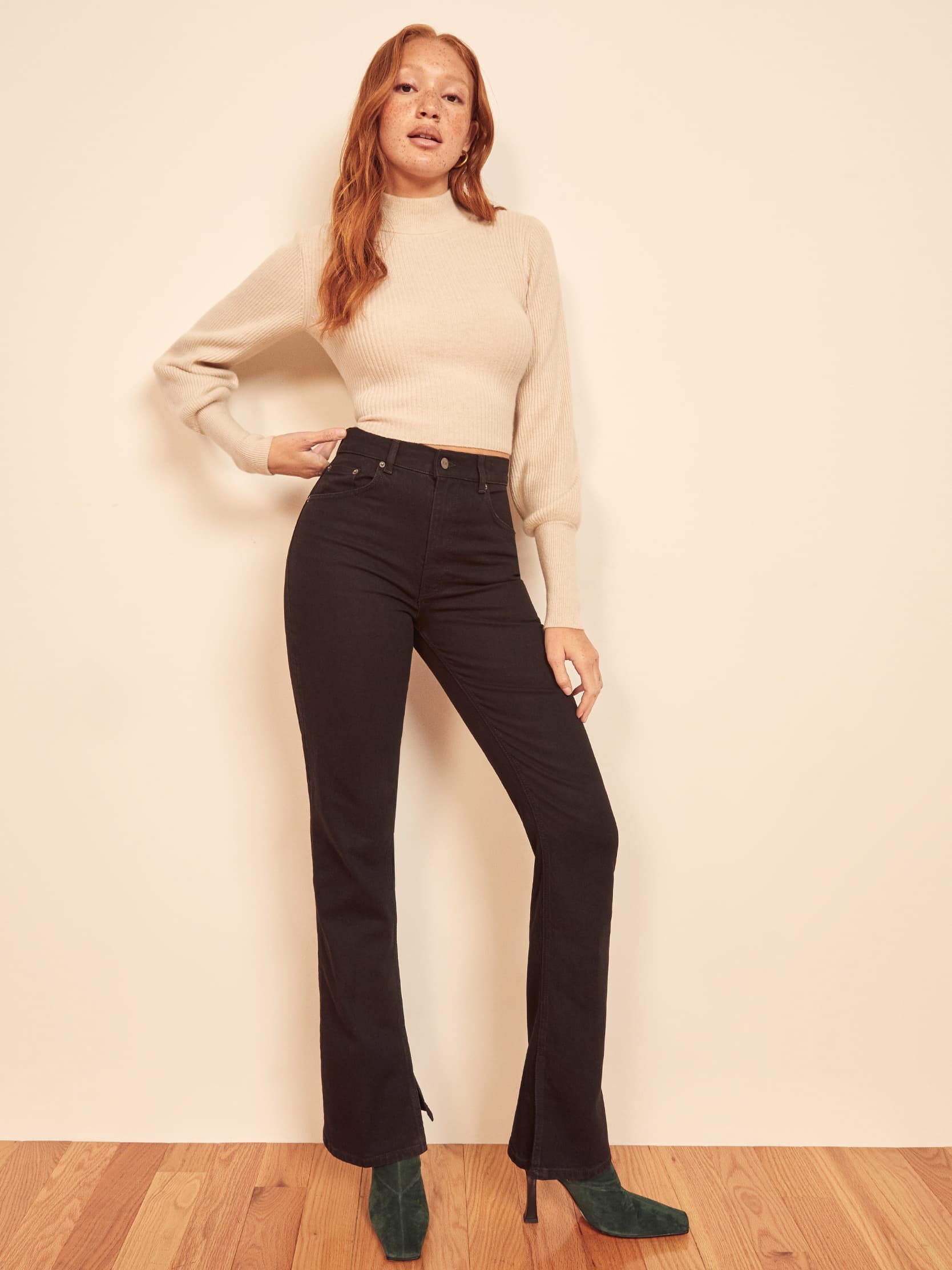 Bootcut jeans with slits clearance