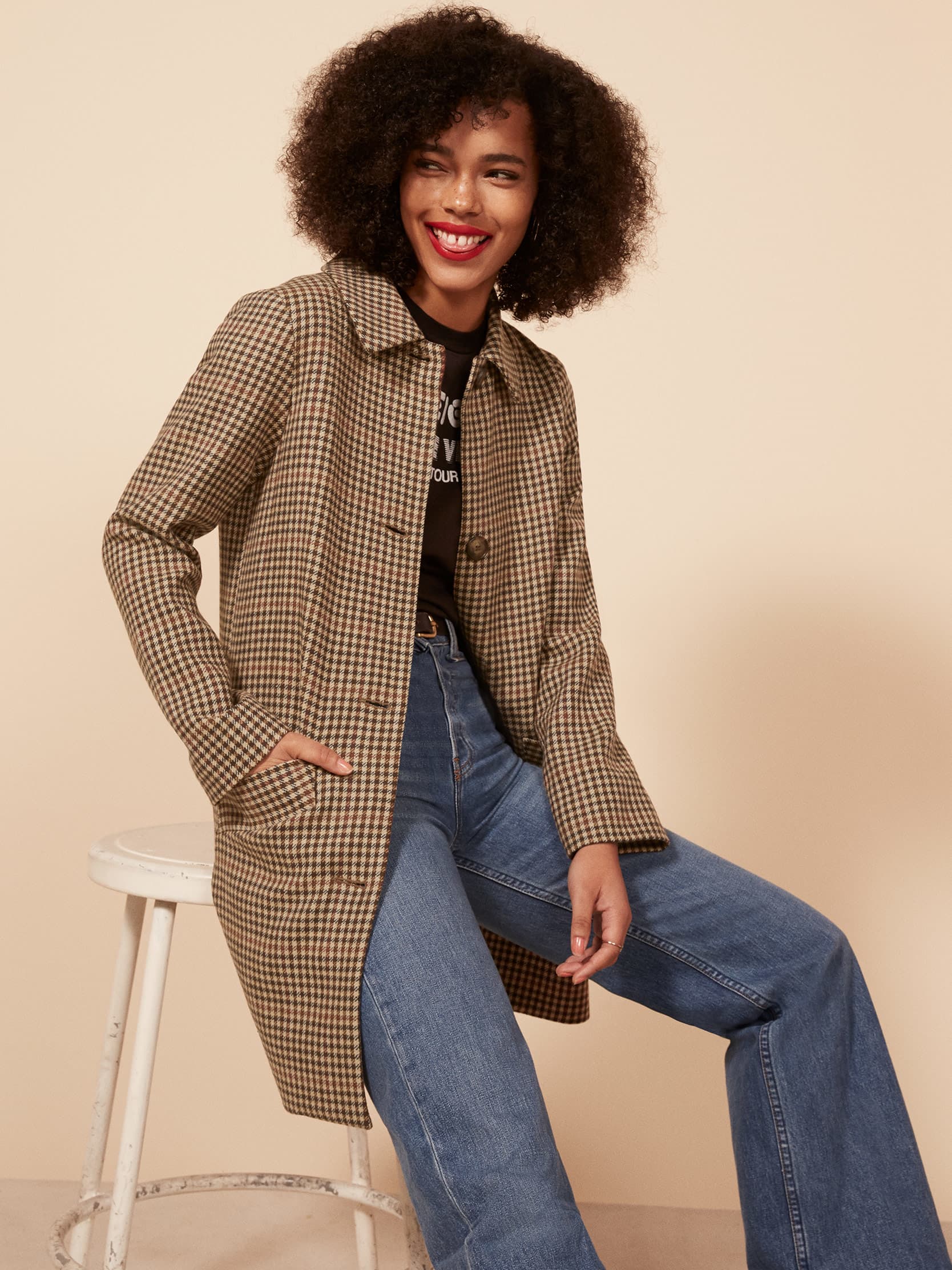 Reformation plaid coat clearance