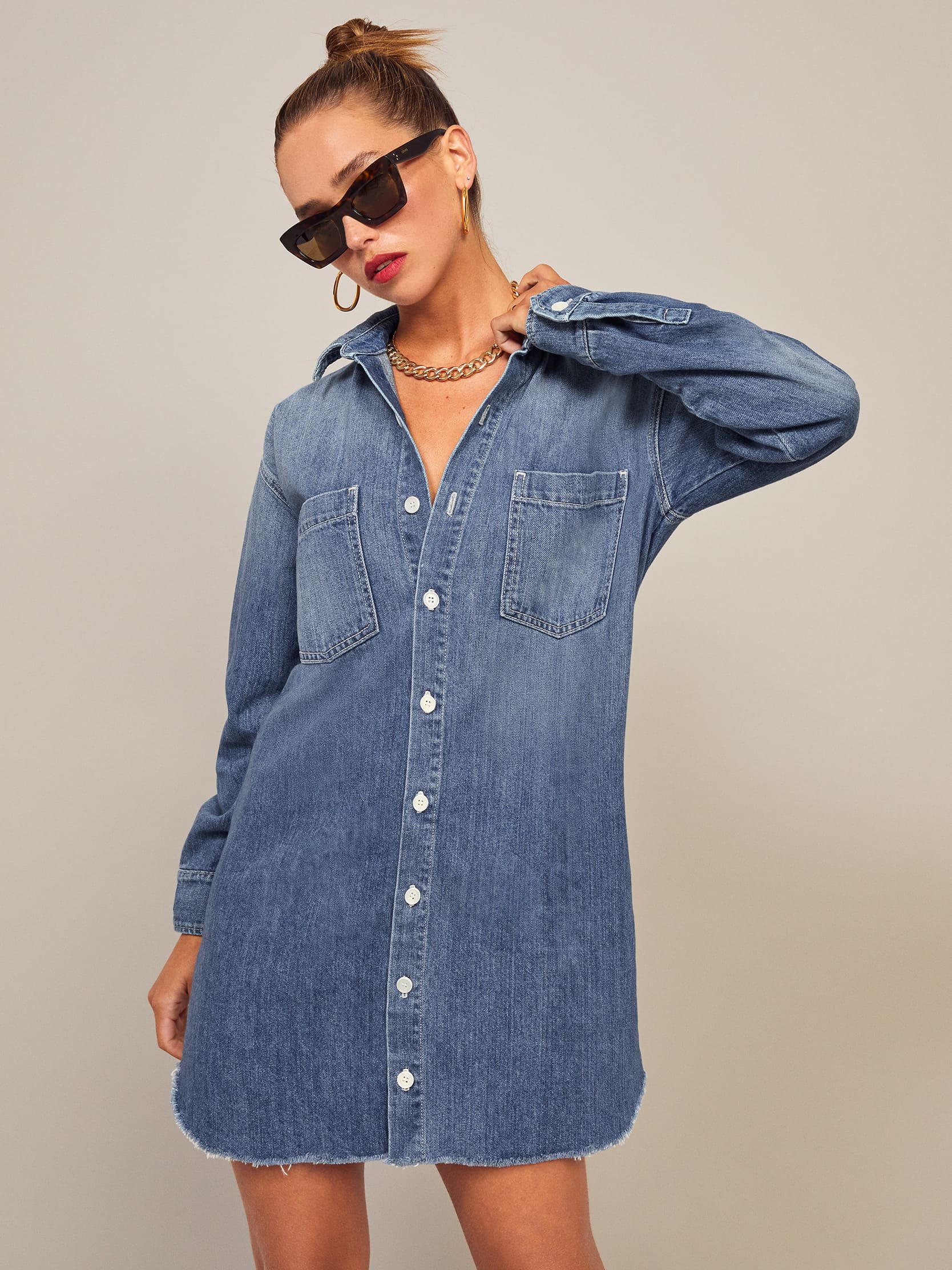 Lightweight denim shirt dress Clearance