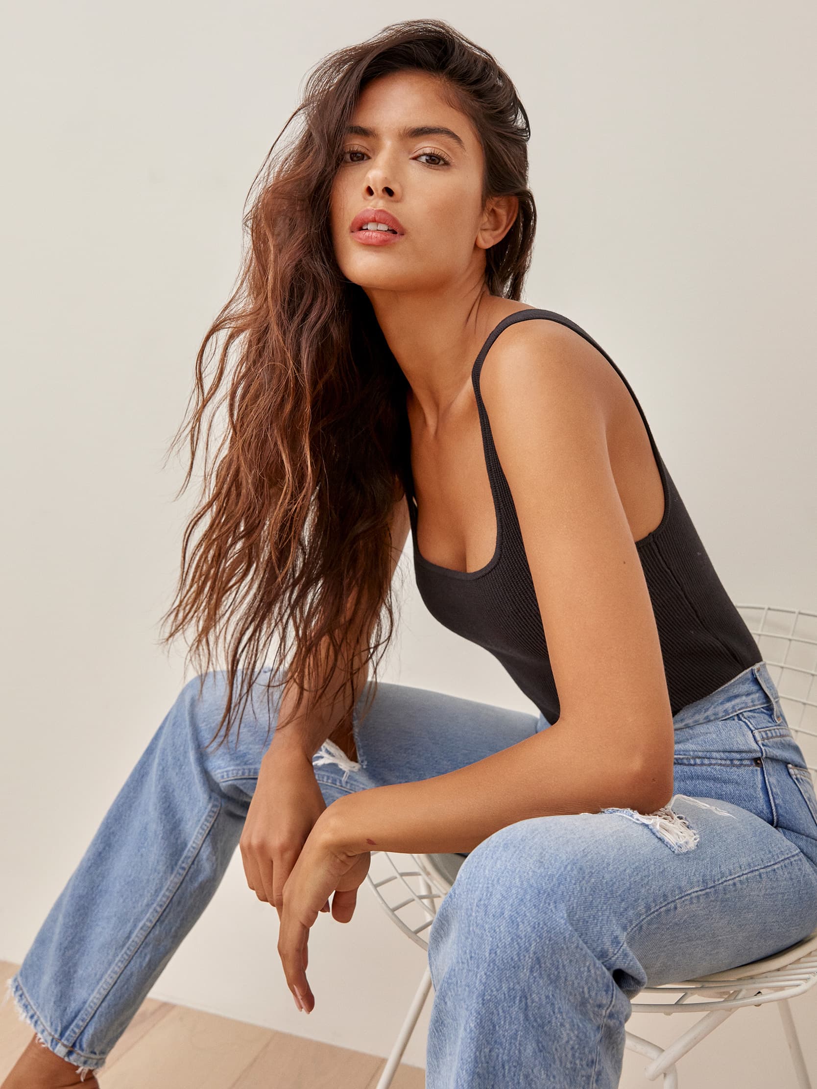 Black Julia Ribbed Sweater Tank
