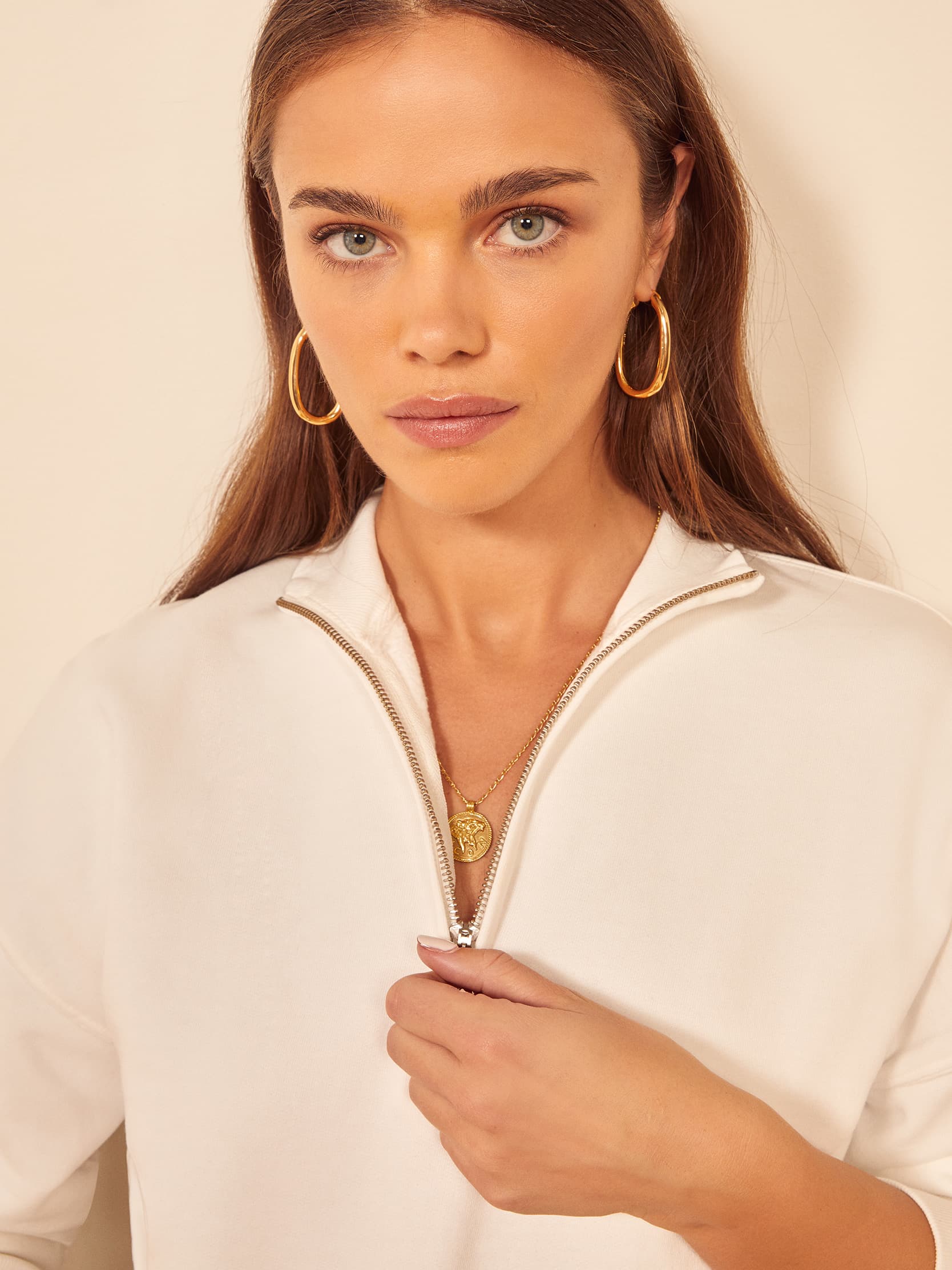 Vintage White Marla Zip Sweatshirt