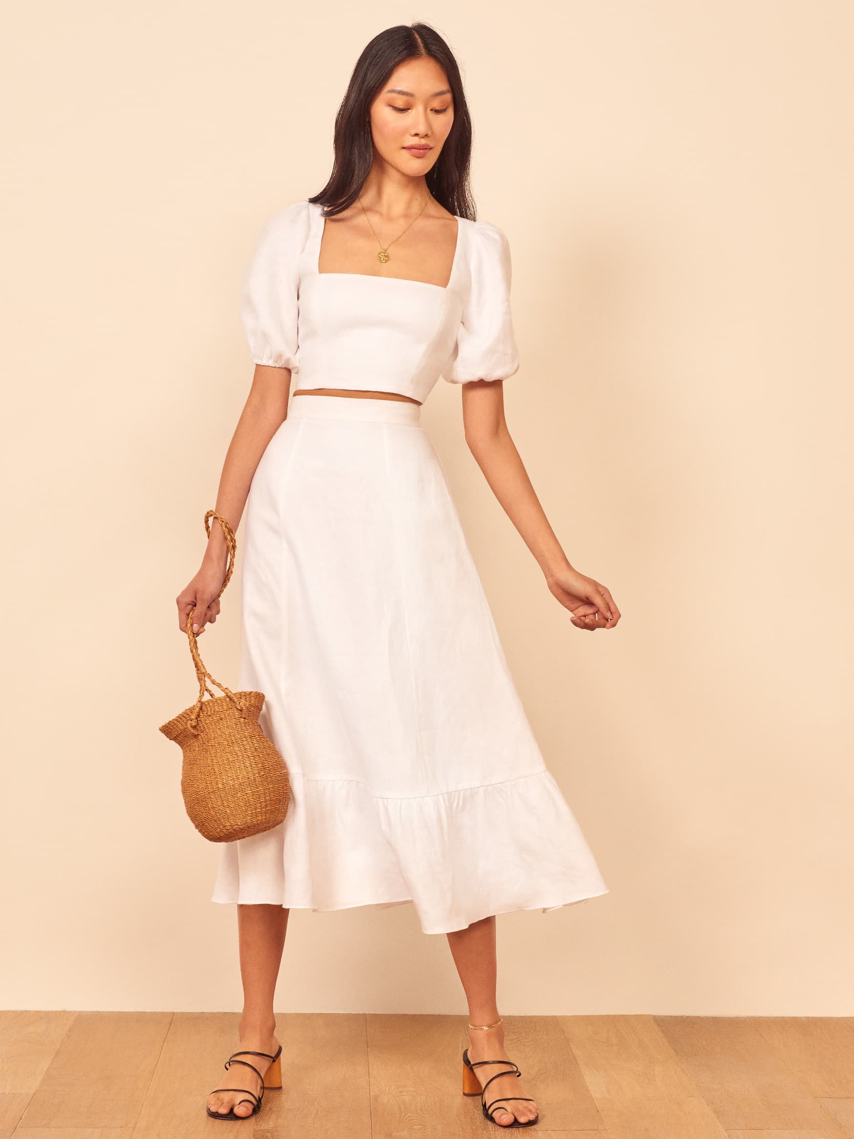 White linen two piece