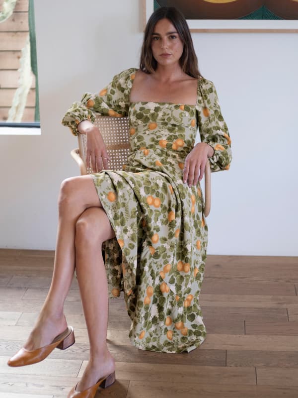 reformation embry dress orange grove