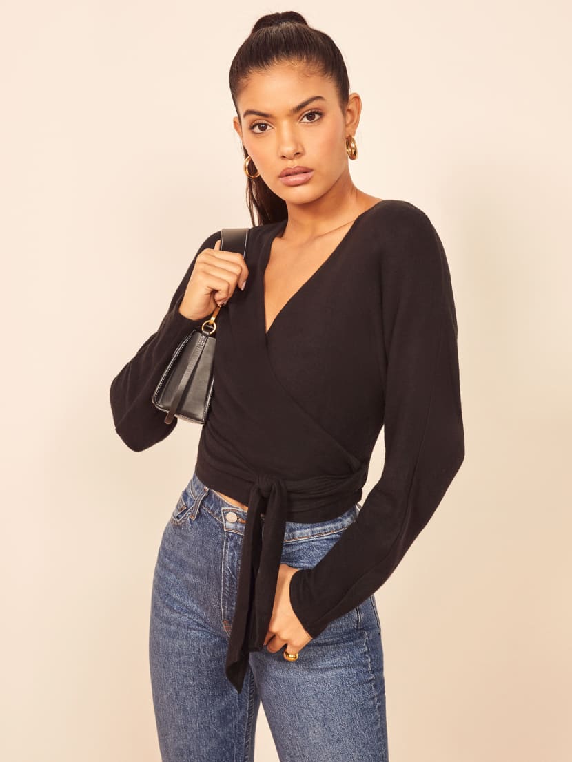 Reformation wrap sweater clearance