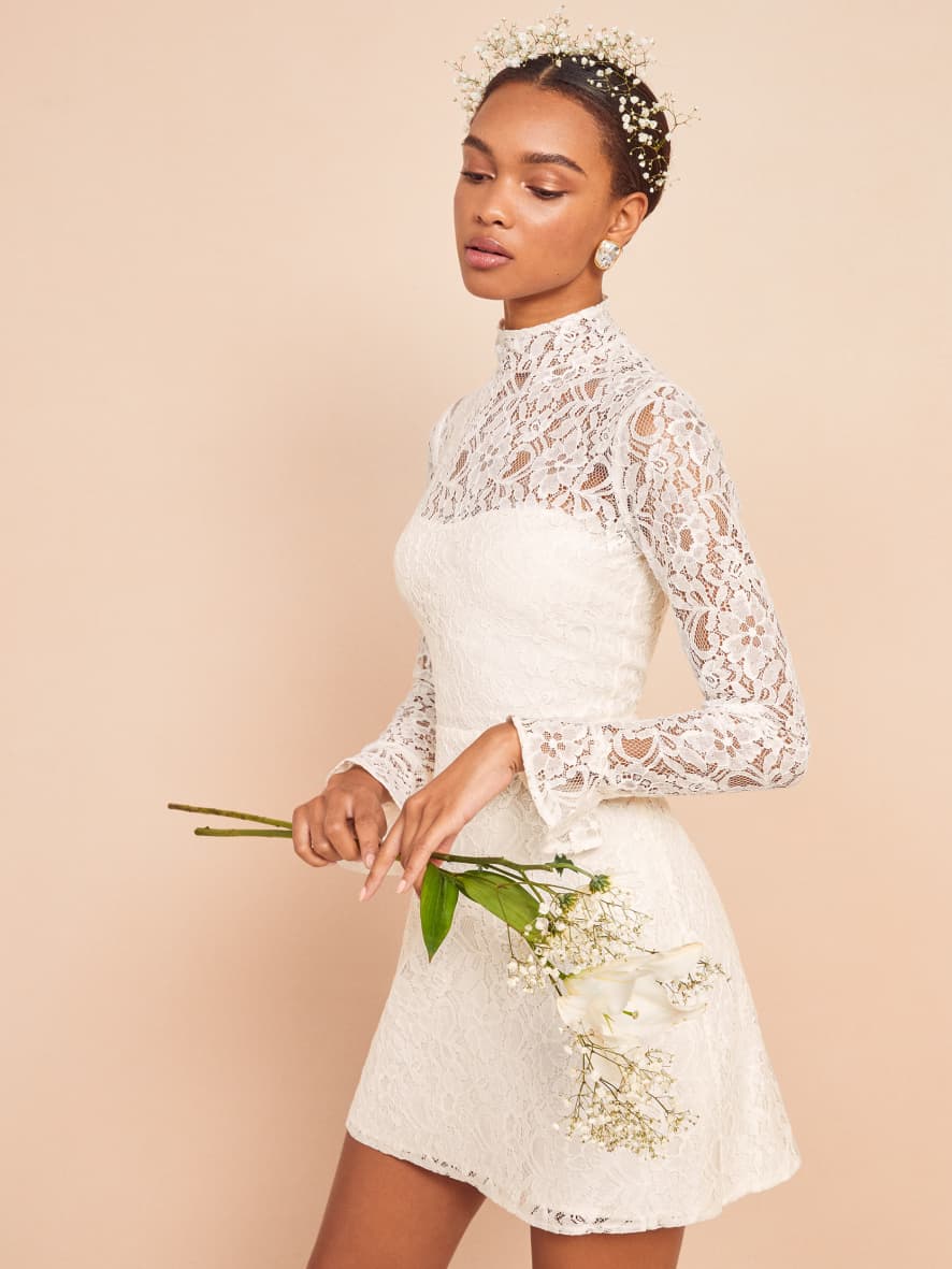 Reformation white long sleeve dress